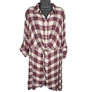 Lane‎ Bryant Plaid Flannel Tunic Top Womens 16 Tartan Loose Soft Flowy Relaxed